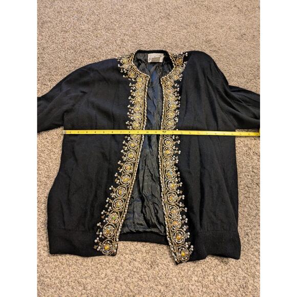 B.J. Kristen Vintage Wool Blend Cardigan Gold Beading Size Women’s M - Picture 4 of 5